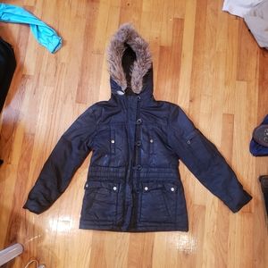 DKNY Real Fur Hood Puffer Jacket Winter Coat